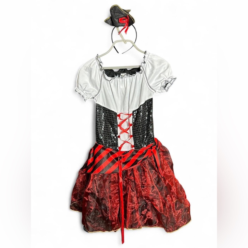 Kids Red and Black Pirate Costume L/XL Women’s XS/S